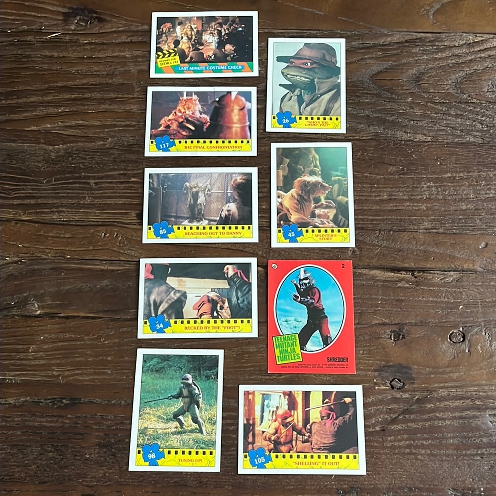 Vintage! Teenage Mutant Ninja Turtles Trading Cards - 9 cards total